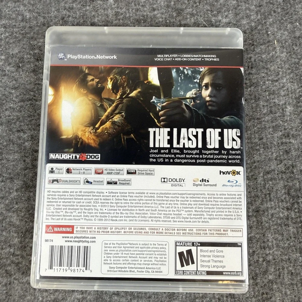 The Last Of Us Sony PlayStation 3 PS3 Game M NTSC-U/C Manual CIB Multiplayer